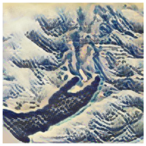 A black shadow shaped like a human hand stretches out from off-picture. Around it, made visible by a high contrast
          choice of colors, one can see rivers of slightly hotter air rising. But stylized via AI to acquire the style of old wave japanese
          paintings.